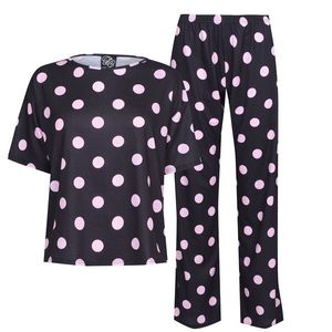 Fabric Navy and Pink Polka Dot Printed Pyjama Set vyobraziť