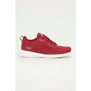 Topánky Skechers červená farba, na plochom podpätku vyobraziť