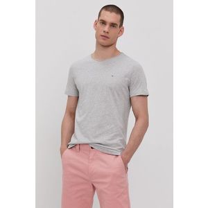 Tričko Tommy Jeans šedá farba, jednofarebné vyobraziť