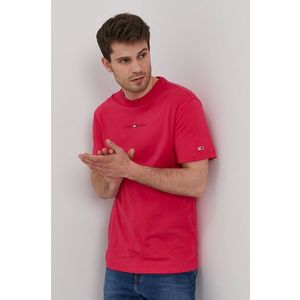 Tričko Tommy Jeans ružová farba, jednofarebné vyobraziť