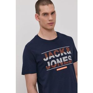Tričko Jack & Jones pánske, tmavomodrá farba, s potlačou vyobraziť
