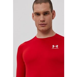 Tréningové tričko s dlhým rukávom Under Armour červená farba, jednofarebný vyobraziť