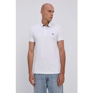 Polo tričko Emporio Armani pánske, biela farba, jednofarebné vyobraziť