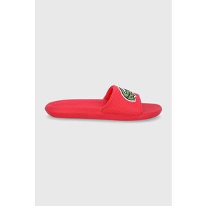 Šľapky Lacoste Croco Slide pánske, červená farba vyobraziť