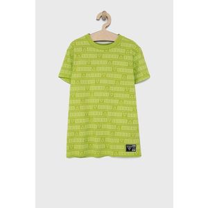 Detské tričko Guess zelená farba, vzorované vyobraziť