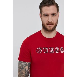 Tričko Guess pánske, červená farba, jednofarebné vyobraziť