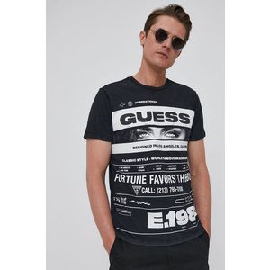 Tričko Guess pánske, čierna farba, vzorované vyobraziť
