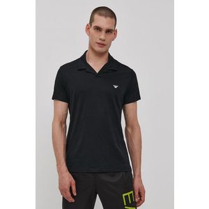 Polo tričko Emporio Armani pánske, čierna farba, jednofarebné vyobraziť