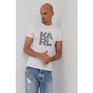 Tričko Karl Lagerfeld pánske, biela farba, s potlačou vyobraziť