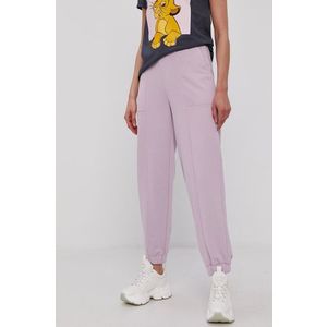 Nohavice Pieces dámske, fialová farba, melanžové vyobraziť