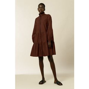 Šaty Ivy & Oak TBA bordová farba, mini, áčkový strih vyobraziť