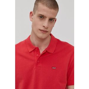 Polo tričko Levi's pánske, červená farba, jednofarebné vyobraziť
