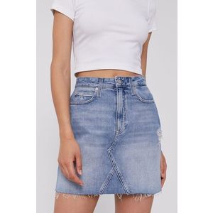 Rifľová sukňa Calvin Klein Jeans mini, rovná vyobraziť