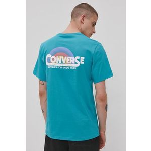Tričko Converse pánske, tyrkysová farba, s potlačou vyobraziť