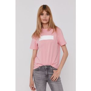 Tričko Calvin Klein Jeans dámske, ružová farba, s polorolákom vyobraziť