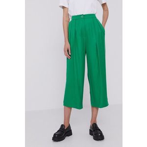 Nohavice Hugo dámske, zelená farba, široké, vysoký pás vyobraziť