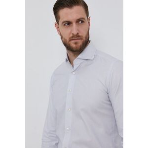 Košeľa Emanuel Berg pánska, biela farba, slim, s talianskym golierom vyobraziť