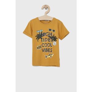 Detské tričko Name it žltá farba, s potlačou vyobraziť