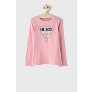 Detské tričko s dlhým rukávom Guess ružová farba vyobraziť