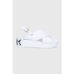 Kožené sandále Karl Lagerfeld dámske, biela farba, na platforme vyobraziť