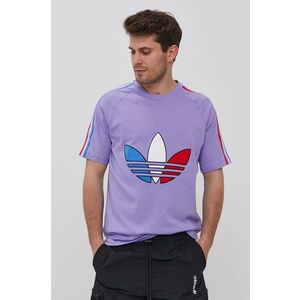 Tričko adidas Originals pánske, fialová farba, s nášivkou vyobraziť