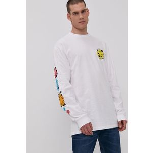 Tričko s dlhým rukávom Vans pánske, biela farba, s potlačou vyobraziť