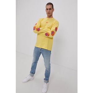 Tričko s dlhým rukávom HUF pánske, žltá farba, s potlačou vyobraziť