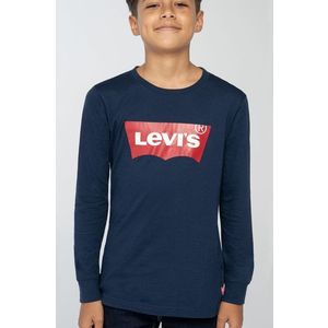 Detské tričko s dlhým rukávom Levi's tmavomodrá farba, s potlačou vyobraziť