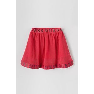Dievčenská sukňa Guess ružová farba, mini, áčkový strih vyobraziť