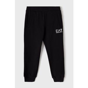 Detské nohavice EA7 Emporio Armani čierna farba, s potlačou vyobraziť