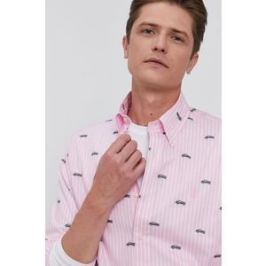 Bavlnená košeľa Polo Ralph Lauren pánska, ružová farba, regular, s golierom button-down vyobraziť