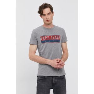 Tričko Pepe Jeans Jayo pánske, šedá farba, s potlačou vyobraziť