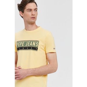 Tričko Pepe Jeans JAYO pánske, žltá farba, s potlačou vyobraziť