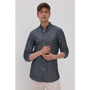Bavlnená košeľa Tom Tailor pánska, tmavomodrá farba, regular, s golierom button-down vyobraziť