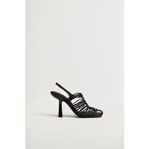 Sandále Mango PETUNIA dámske, čierna farba, na podpätku vyobraziť