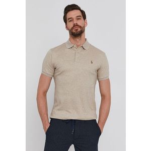 Polo tričko Polo Ralph Lauren pánske, béžová farba, melanžové vyobraziť