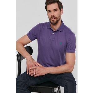 Polo tričko Polo Ralph Lauren pánske, fialová farba, jednofarebné vyobraziť