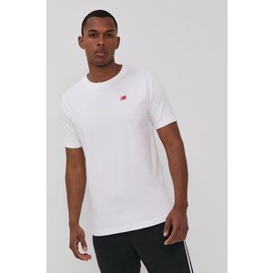 Tričko New Balance pánske, biela farba, jednofarebné vyobraziť