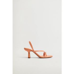 Kožené sandále Mango YES dámske, oranžová farba, na podpätku vyobraziť