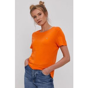 Tričko Tommy Jeans dámske, oranžová farba vyobraziť