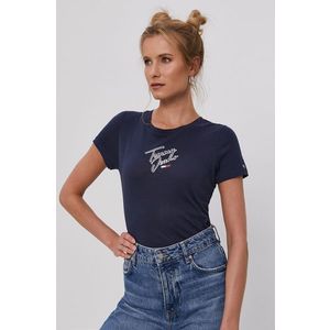 Tričko Tommy Jeans dámske, tmavomodrá farba vyobraziť