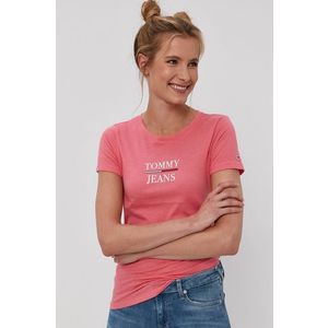 Tričko Tommy Jeans dámske, ružová farba vyobraziť