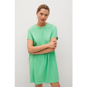Šaty Mango GISELE1 zelená farba, mini, áčkový strih vyobraziť