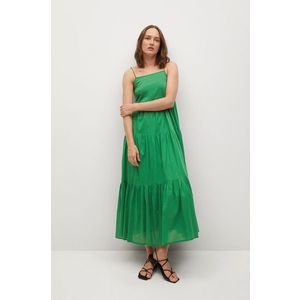 Šaty Mango COTTON zelená farba, maxi, áčkový strih vyobraziť
