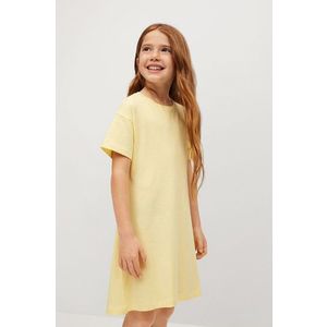 Dievčenské šaty Mango Kids RIVER žltá farba, mini, rovné vyobraziť