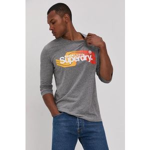 Tričko s dlhým rukávom Superdry pánske, šedá farba, melanžové vyobraziť