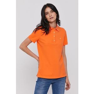 Tričko United Colors of Benetton dámske, oranžová farba, s golierom vyobraziť