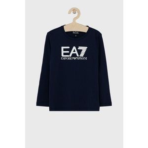 Detské tričko s dlhým rukávom EA7 Emporio Armani tmavomodrá farba, s potlačou vyobraziť