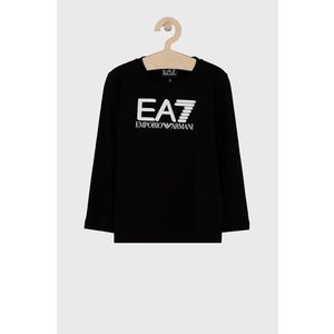 Detské tričko s dlhým rukávom EA7 Emporio Armani čierna farba, s potlačou vyobraziť
