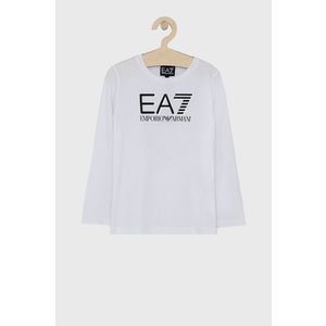 Detské tričko s dlhým rukávom EA7 Emporio Armani biela farba, s potlačou vyobraziť